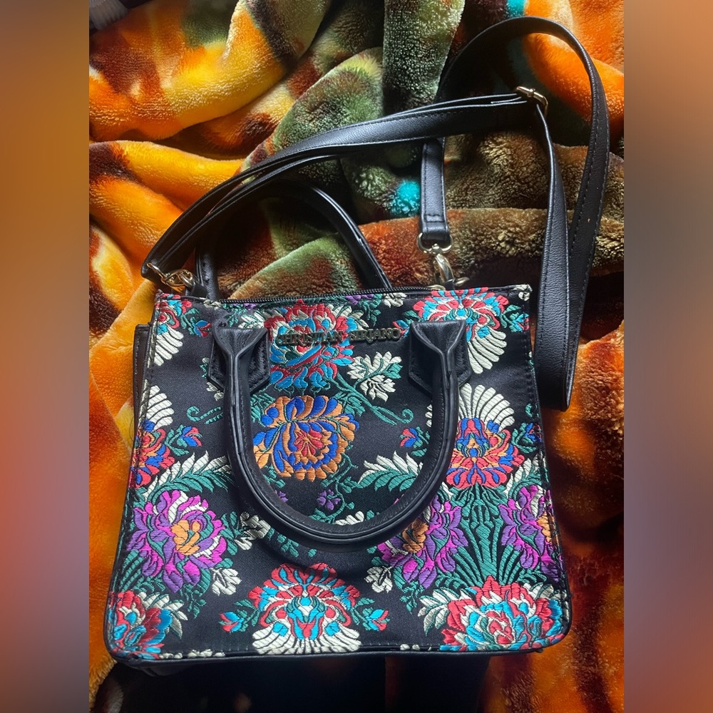 Christian Siriano bag with colorful pattern